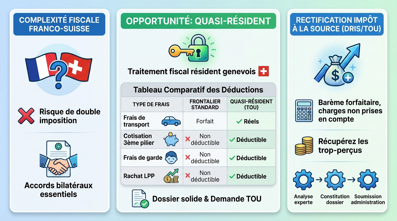 Comparaison des avantages fiscaux entre le statut de frontalier standard et le statut de quasi-résident à Genève