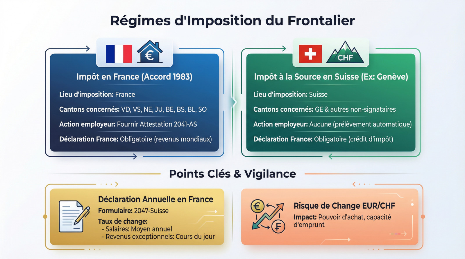 <strong>Régimes fiscaux frontaliers France Suisse</strong>