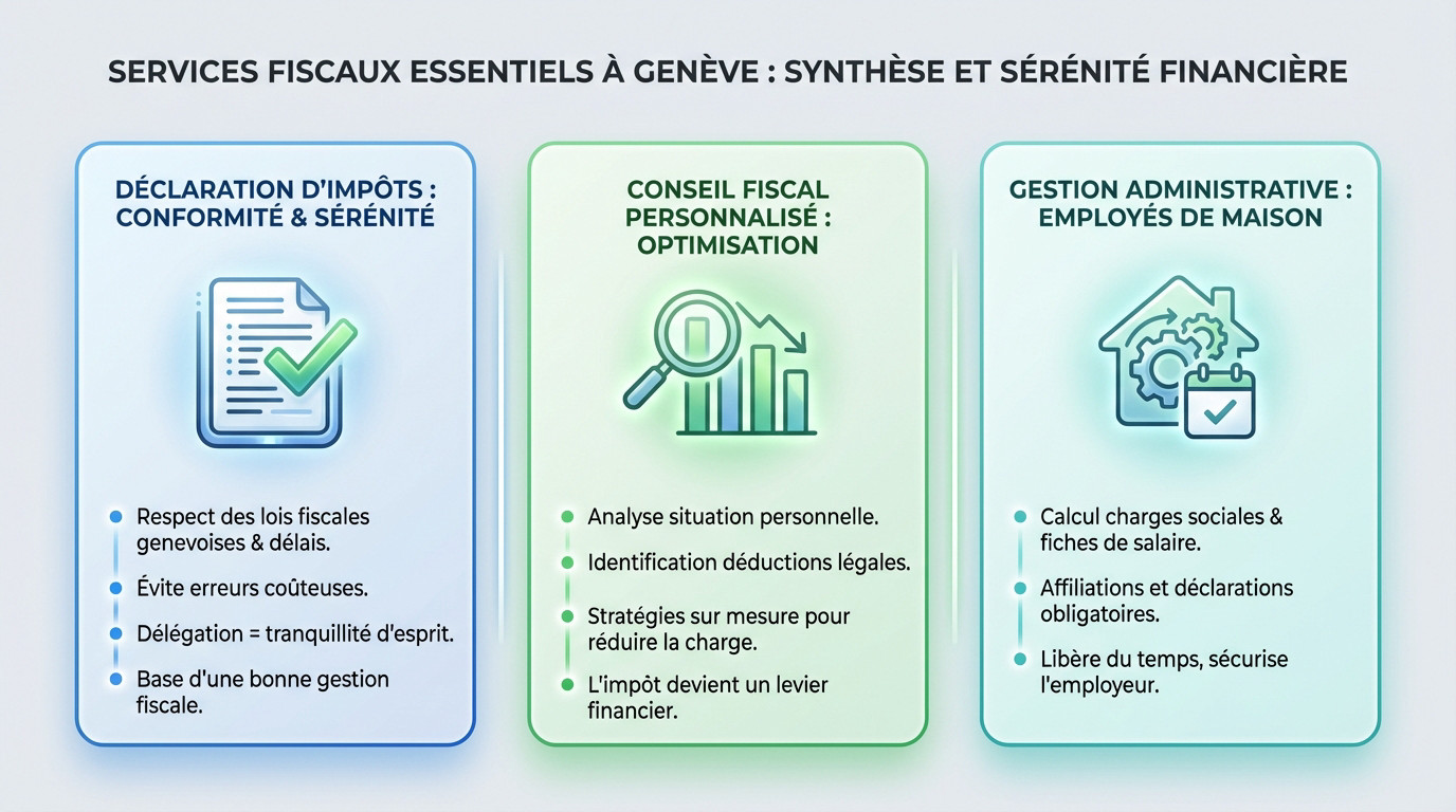 Expert fiduciaire à Genève analysant un dossier fiscal pour optimiser la gestion de patrimoine