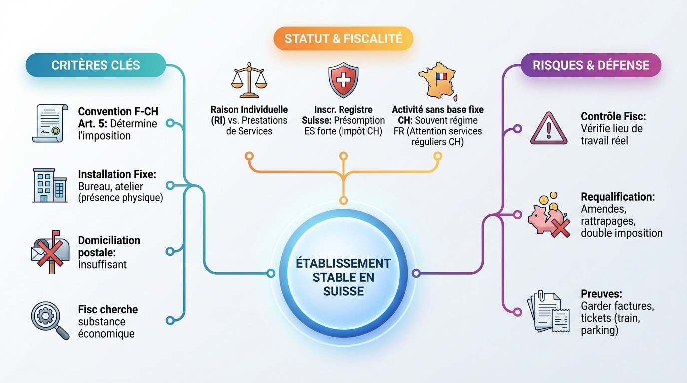 Distinction fiscale établissement stable et prestation de service Suisse
