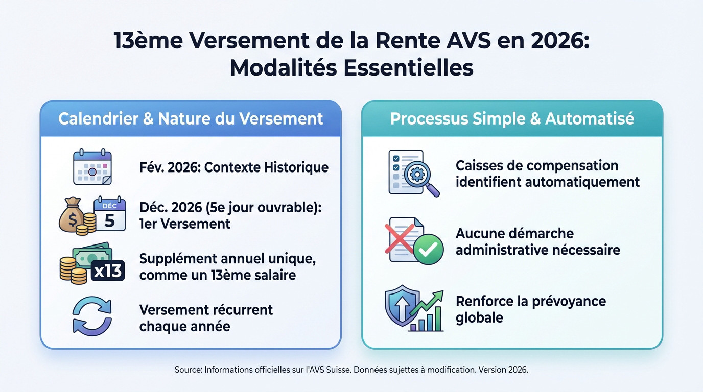 Calendrier et modalités du 13ème versement de la rente AVS en 2026