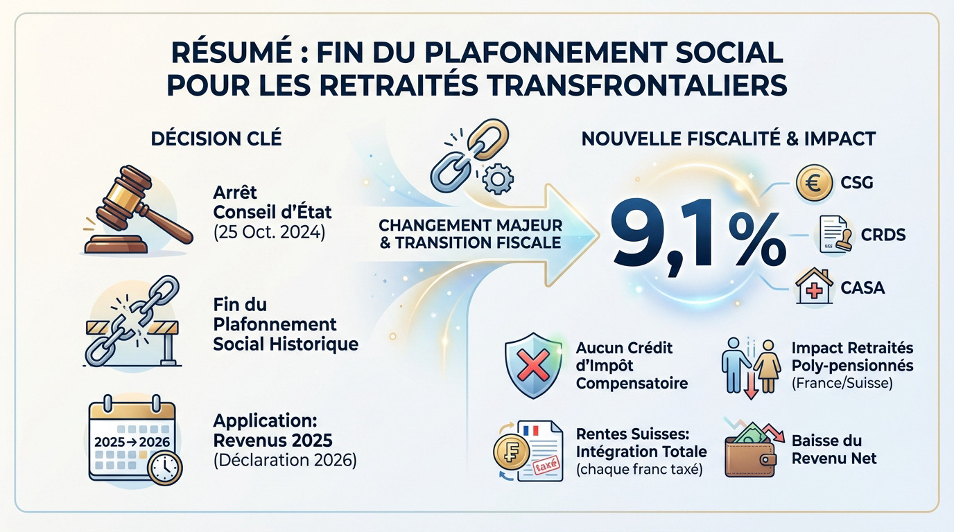 Réforme fiscale 2026 et fin du plafonnement social pour les retraités frontaliers