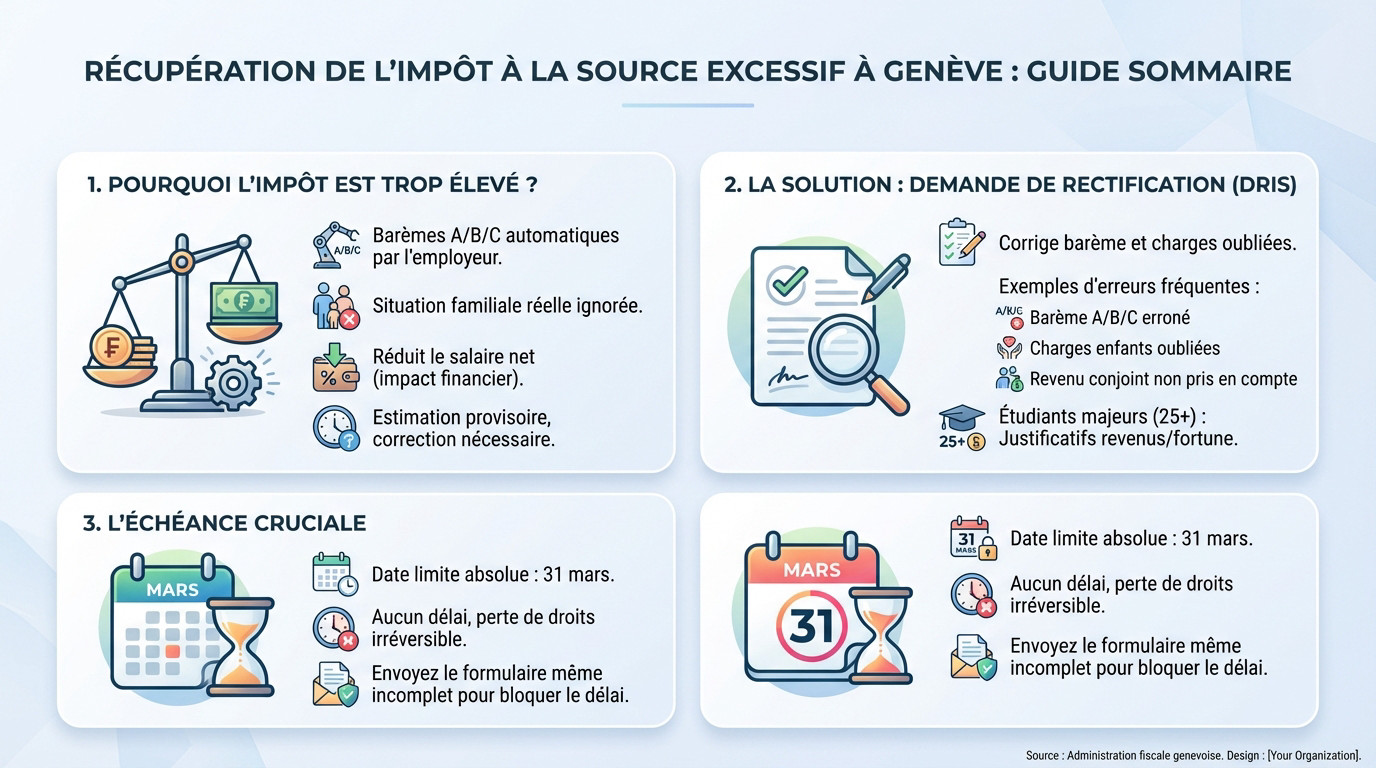 Guide pour récupérer l'impôt à la source à Genève via la procédure de rectification DRIS