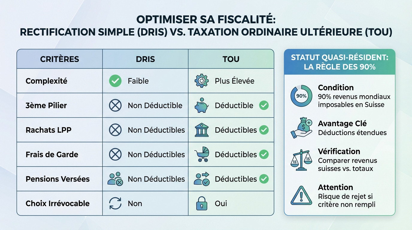 Comparaison fiscale entre DRIS et TOU pour les frontaliers à Genève