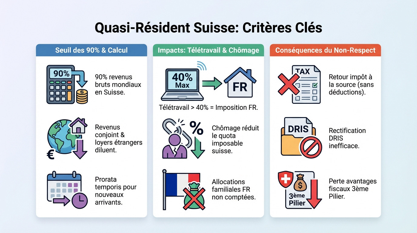 Critères clés pour l'éligibilité au statut de quasi-résident suisse et règle des 90%