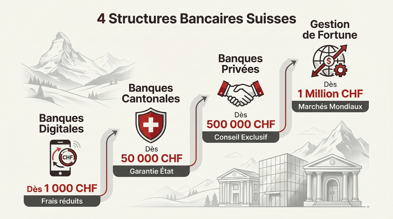 Comparaison des structures bancaires en Suisse pour non-résidents