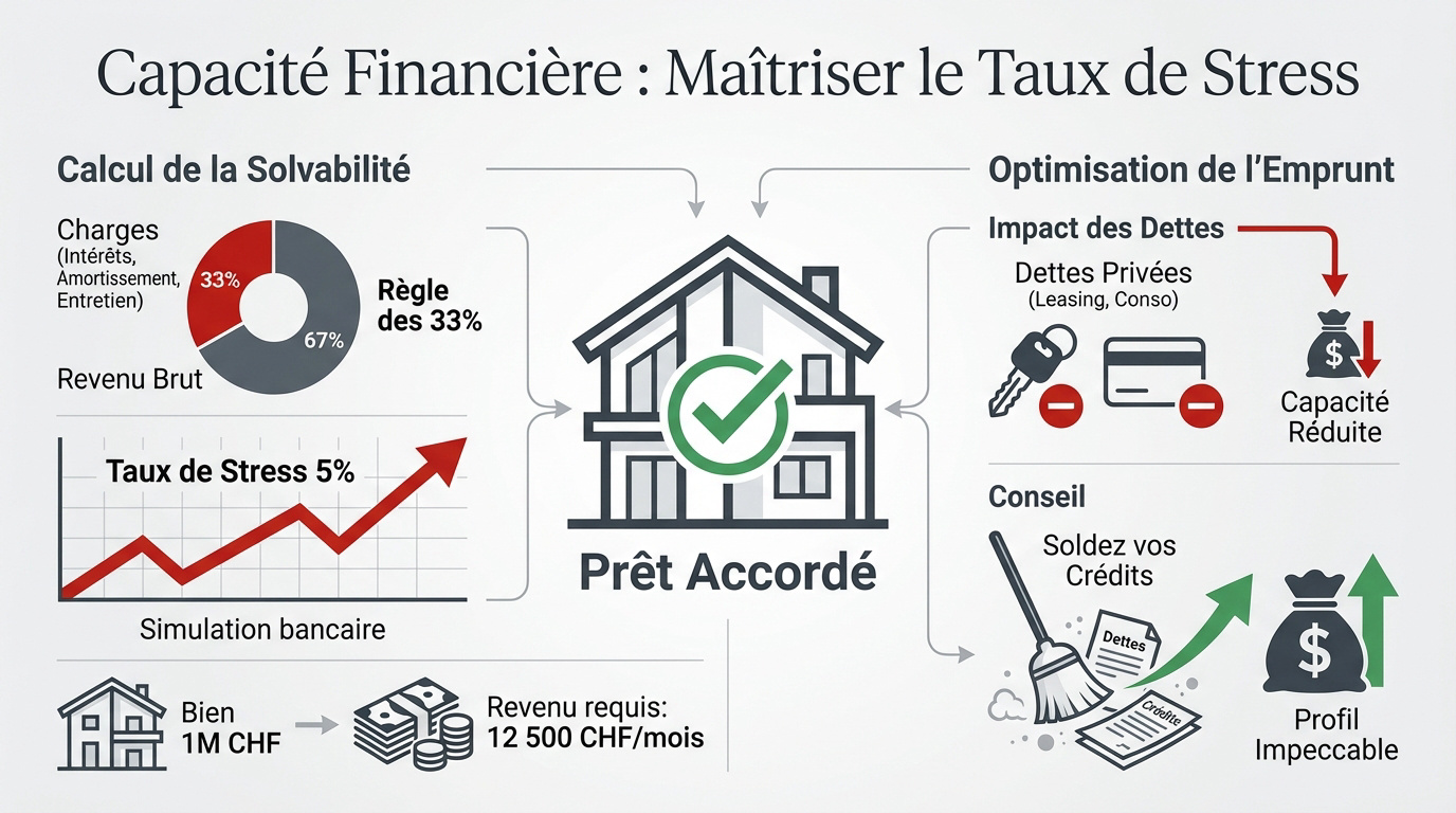 Analyse de la capacité financière et du taux de stress pour une hypothèque en Suisse