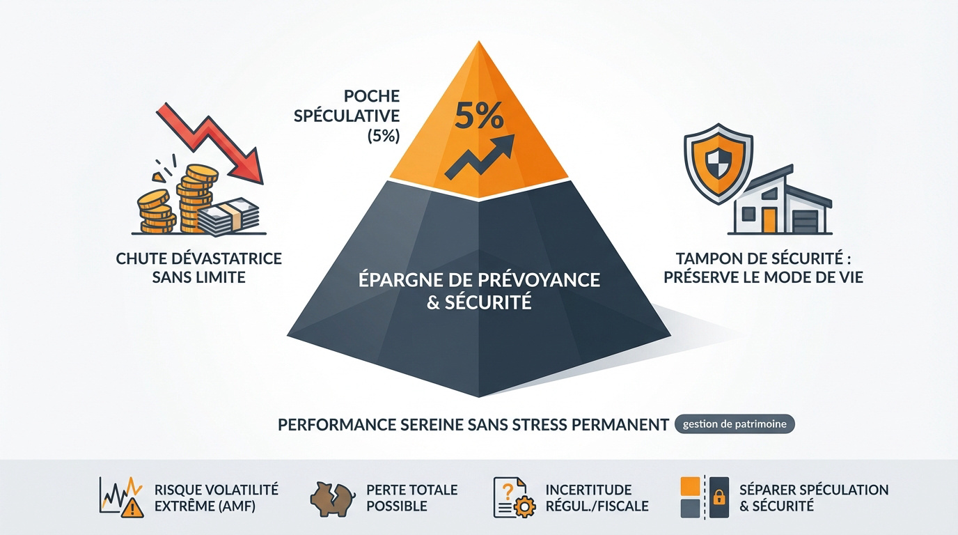 Graphique illustrant la gestion du risque et l'allocation de 5% en actifs numériques