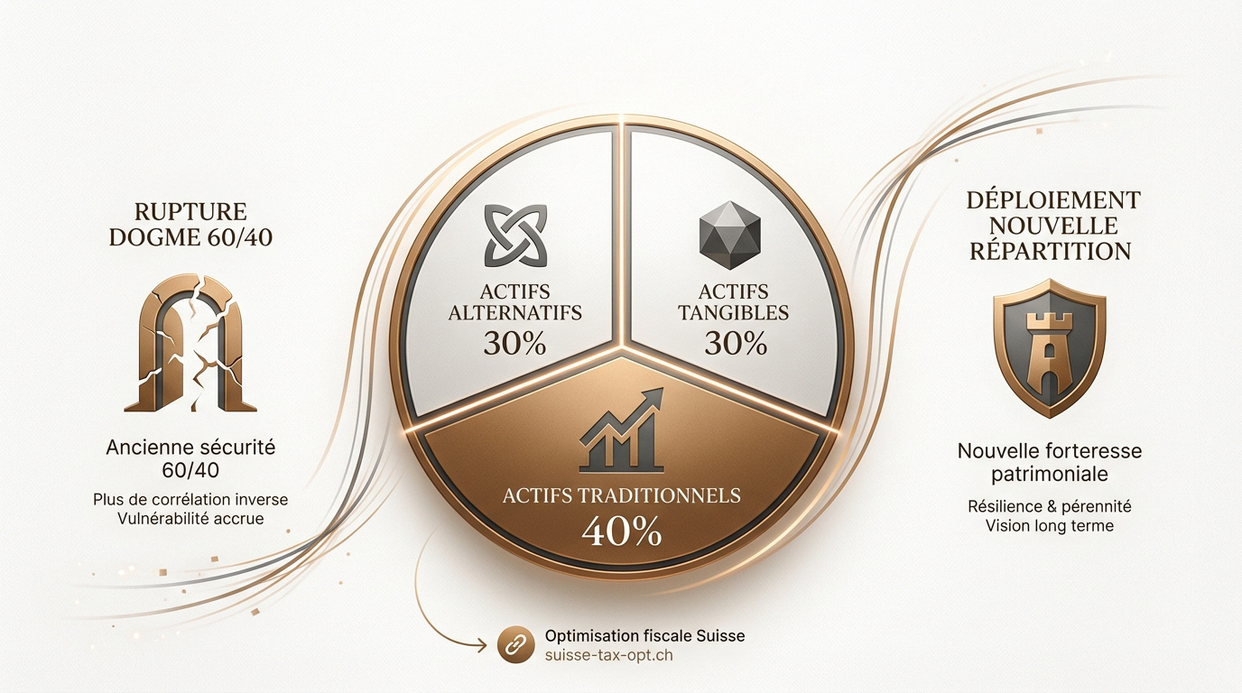 Graphique de la nouvelle allocation d'actifs 40/30/30 pour 2026