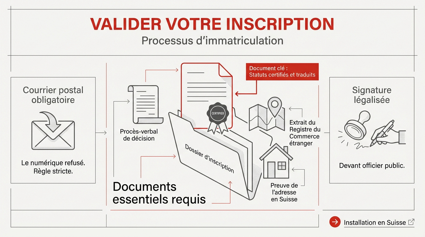 Formalités administratives pour l'inscription d'une succursale au registre du commerce suisse