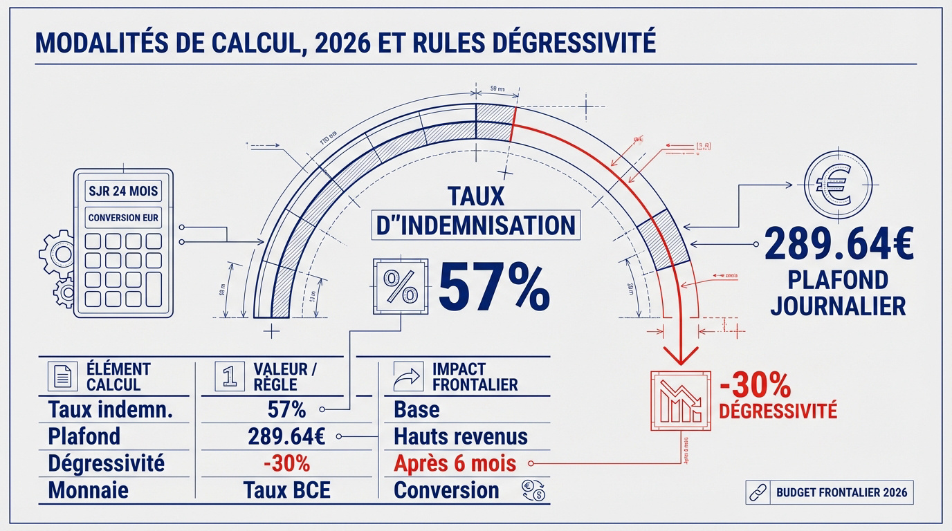 Calcul des allocations chômage pour frontalier suisse en 2026