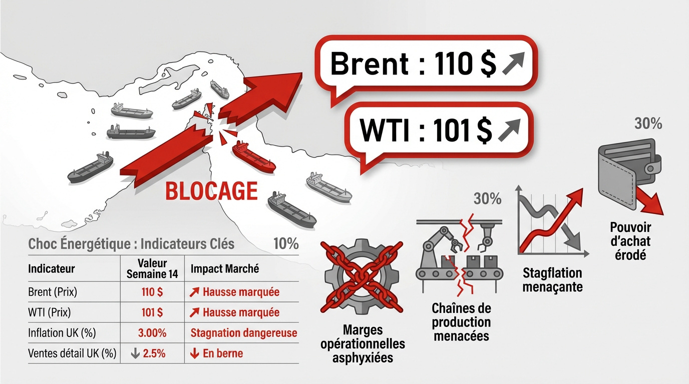 Graphique illustrant la hausse des prix de l'énergie et l'inflation mondiale en 2026