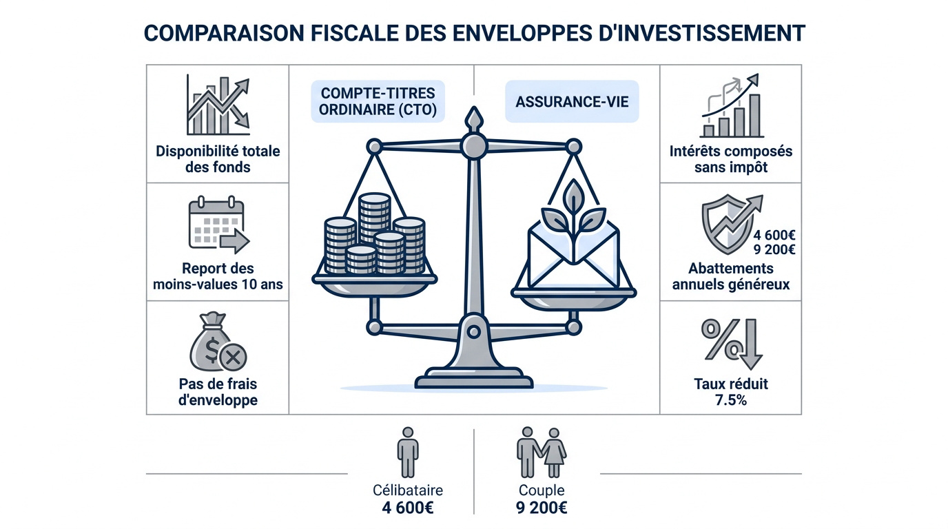 Comparaison fiscale entre le compte-titres ordinaire et l'assurance-vie pour l'investissement en produits structurés