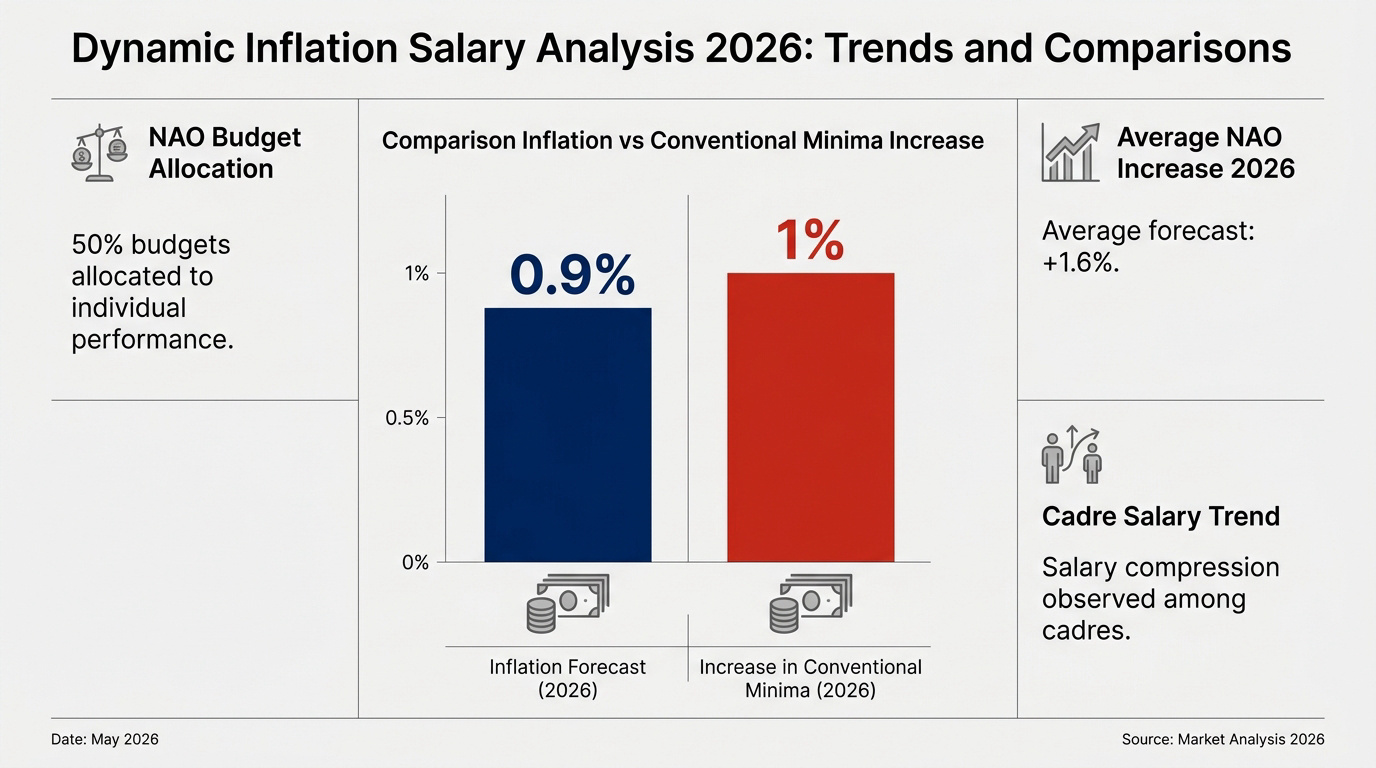 Graphique comparatif de l'évolution de l'inflation et des salaires en 2026