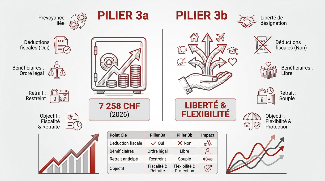 Comparaison pilier 3a vs 3b pour la prévoyance suisse