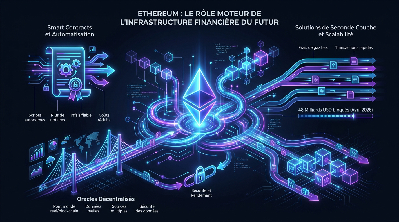 Représentation de la blockchain Ethereum comme socle de la finance décentralisée