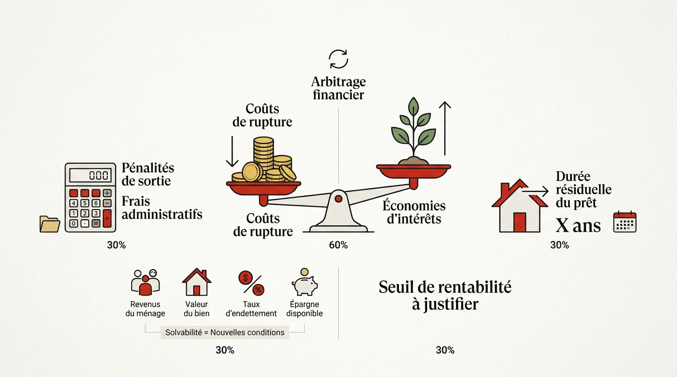 Infographie sur l'arbitrage financier et la rentabilité d'un rachat d'hypothèque en Suisse