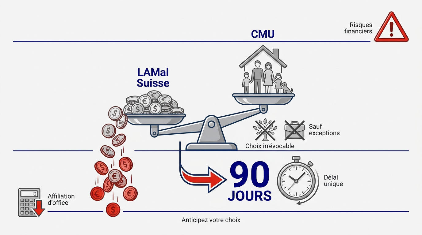 Comparatif assurance maladie LAMal et CMU pour les travailleurs frontaliers franco-suisses