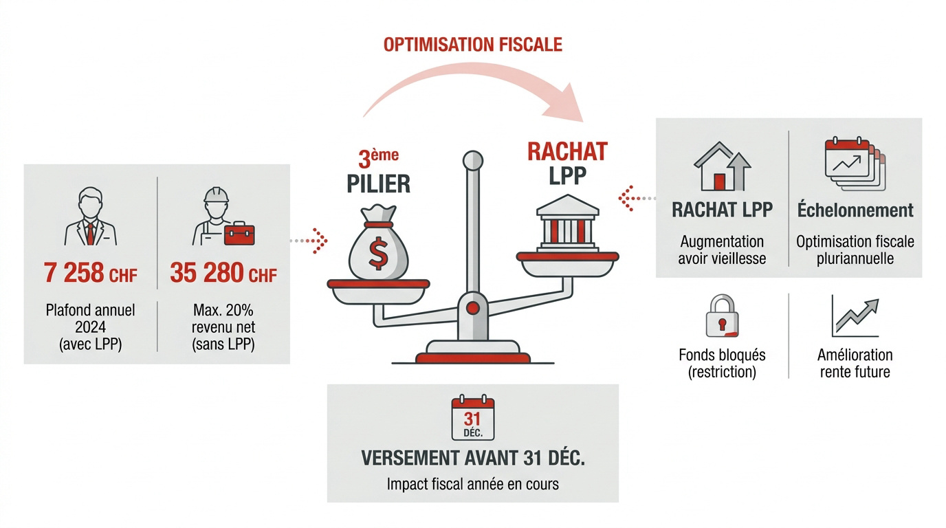 Comparaison fiscale entre le 3ème pilier et le rachat LPP en Suisse