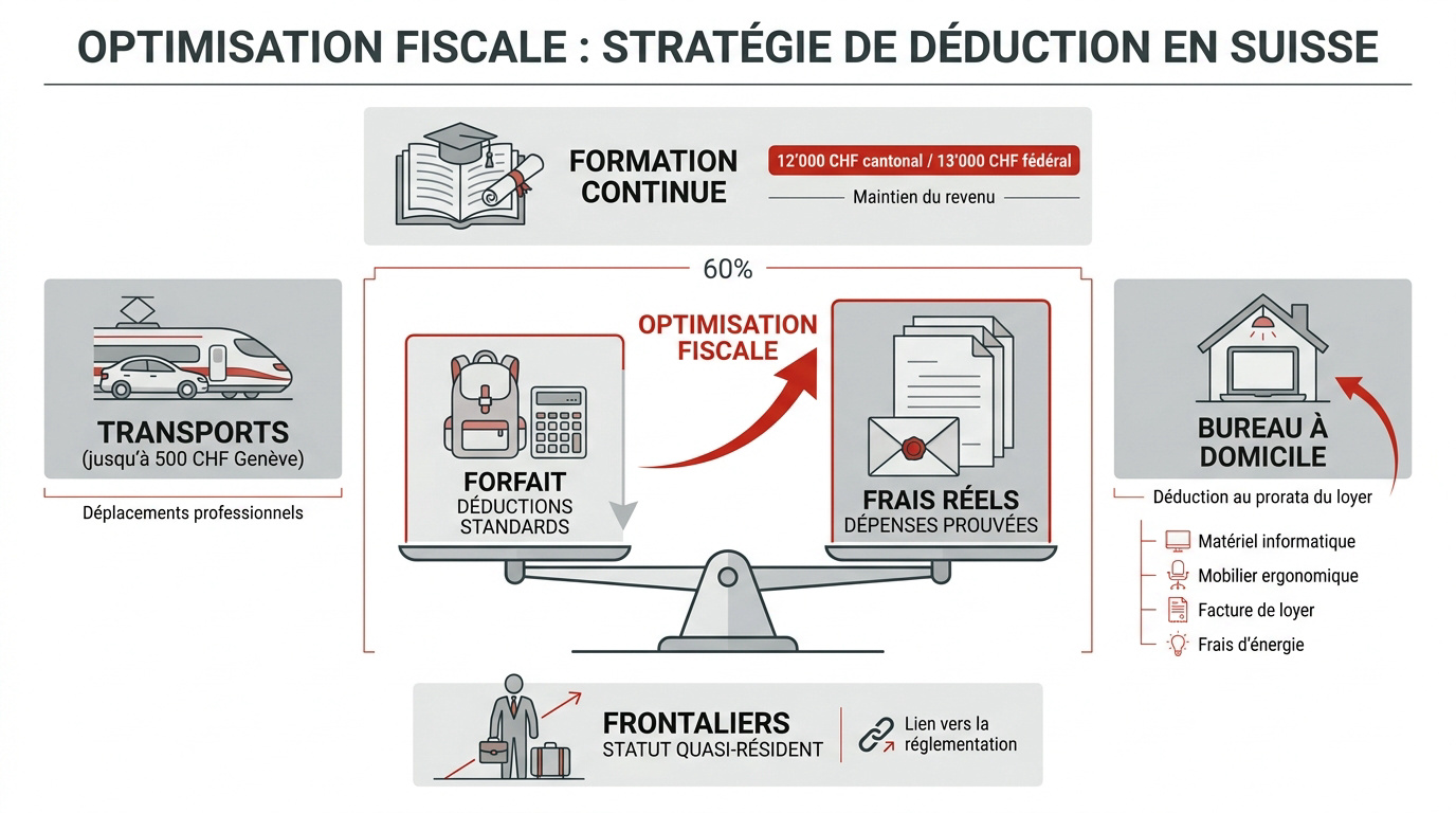 Optimisation des déductions fiscales professionnelles en Suisse pour 2026