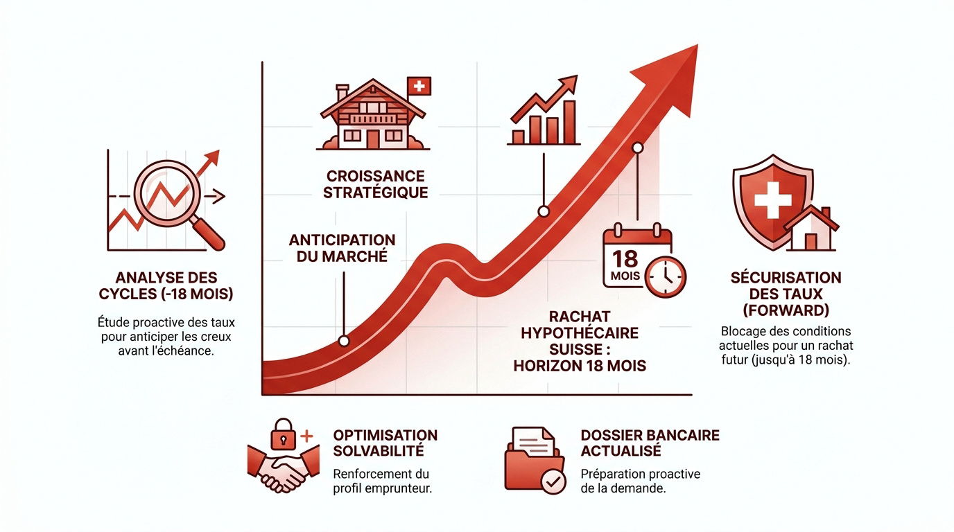 Analyse stratégique du rachat d'hypothèque en Suisse avec anticipation des taux forward