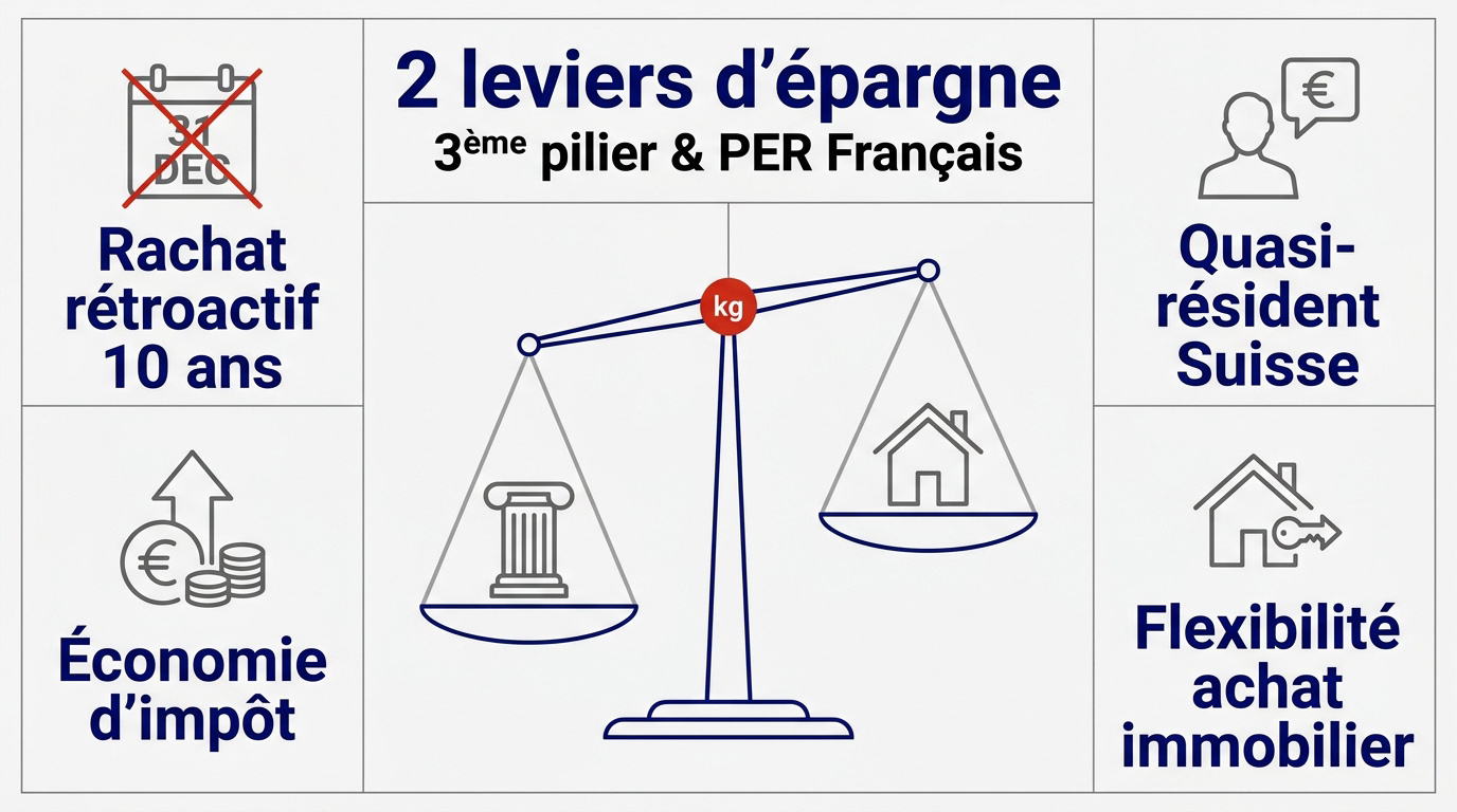 Comparaison entre le 3ème pilier suisse et le PER français pour les frontaliers