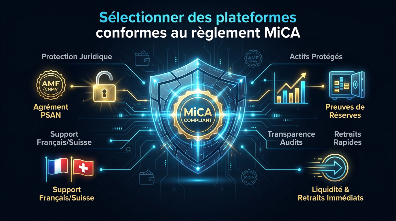 Plateformes de cryptomonnaies conformes à la réglementation européenne MiCA