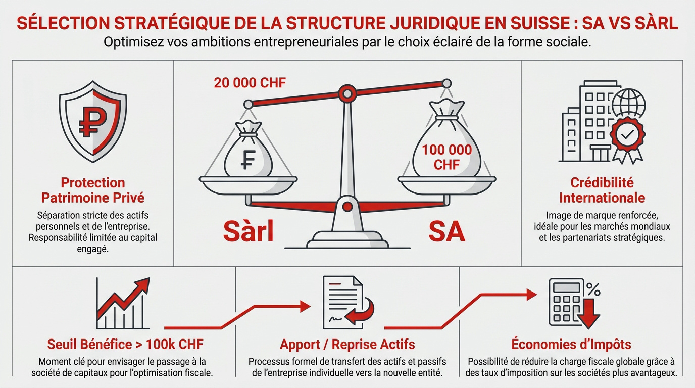 Comparaison entre la structure juridique SA et Sàrl pour l'optimisation fiscale en Suisse