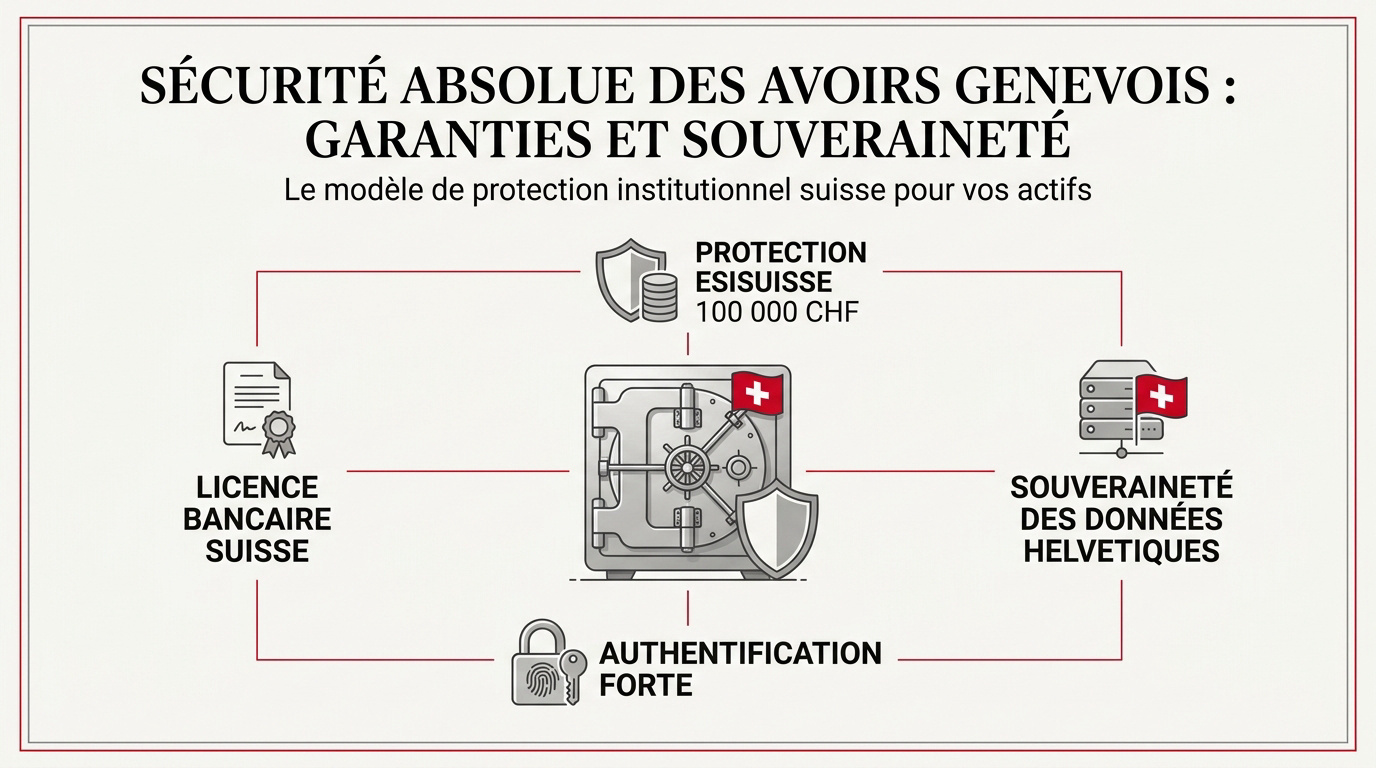 Coffre-fort et symboles de sécurité bancaire suisse à Genève