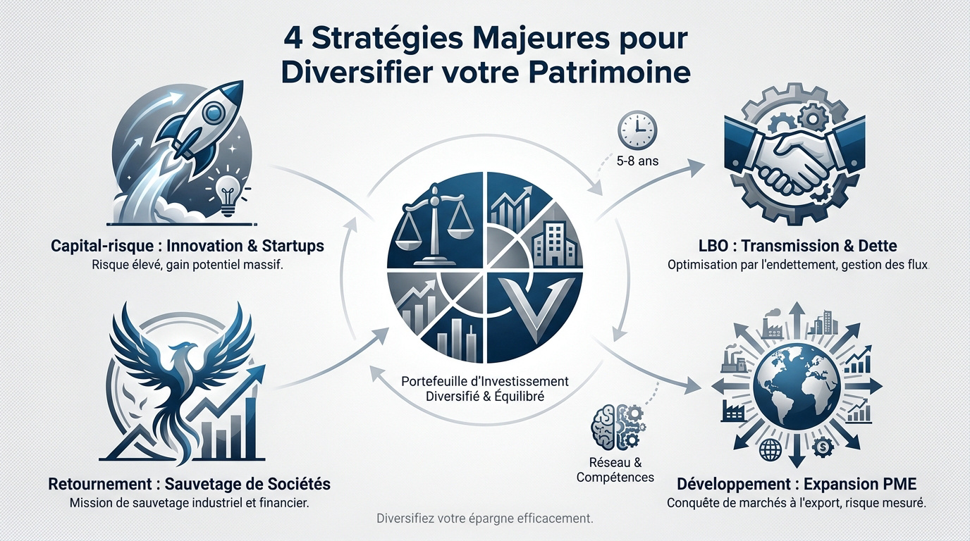 Représentation des stratégies d'investissement en private equity pour la diversification patrimoniale