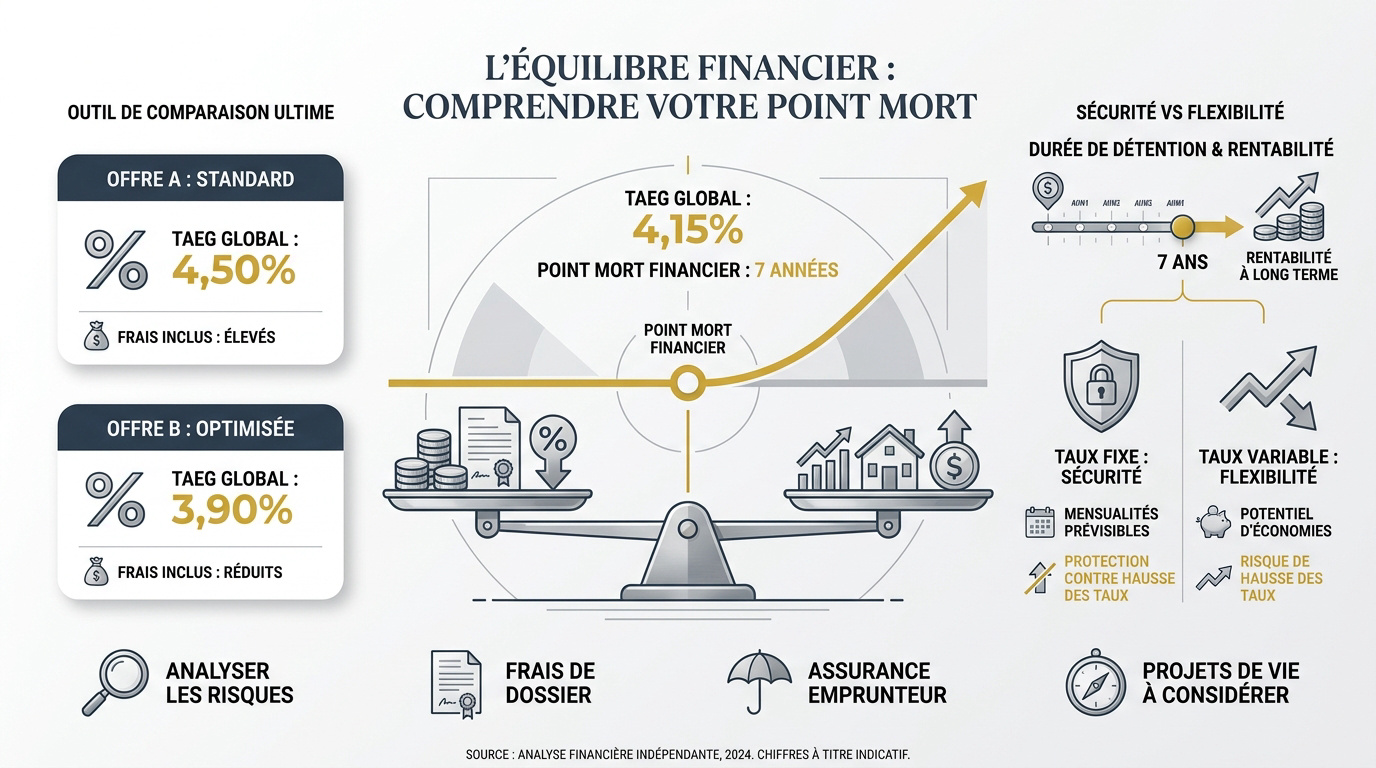 Graphique illustrant le calcul du seuil de rentabilité d'un rachat de crédit immobilier
