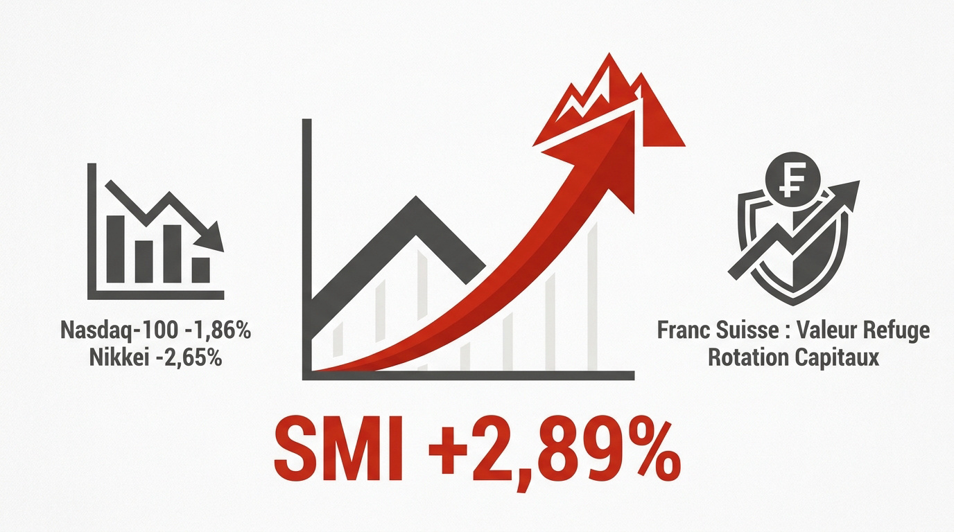 Graphique de la performance boursière de l'indice suisse SMI en hausse