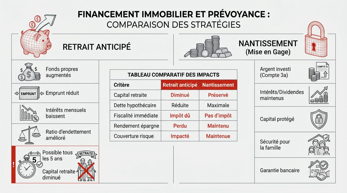 Comparaison entre retrait anticipé et nantissement du 3ème pilier pour un achat immobilier