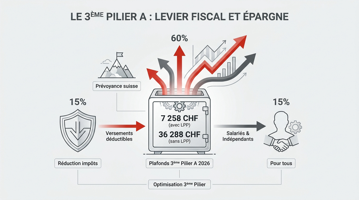 Graphique illustrant l'épargne et les avantages fiscaux du 3ème pilier en Suisse