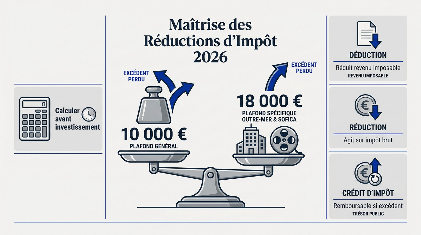 Graphique illustrant les plafonds de réduction d'impôt et niches fiscales pour 2026