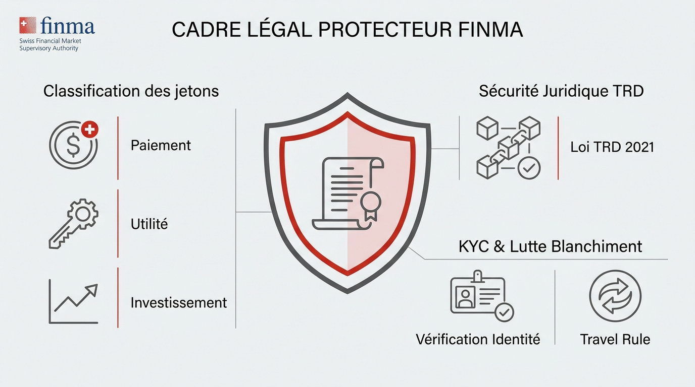 Représentation de la réglementation FINMA et des actifs numériques en Suisse