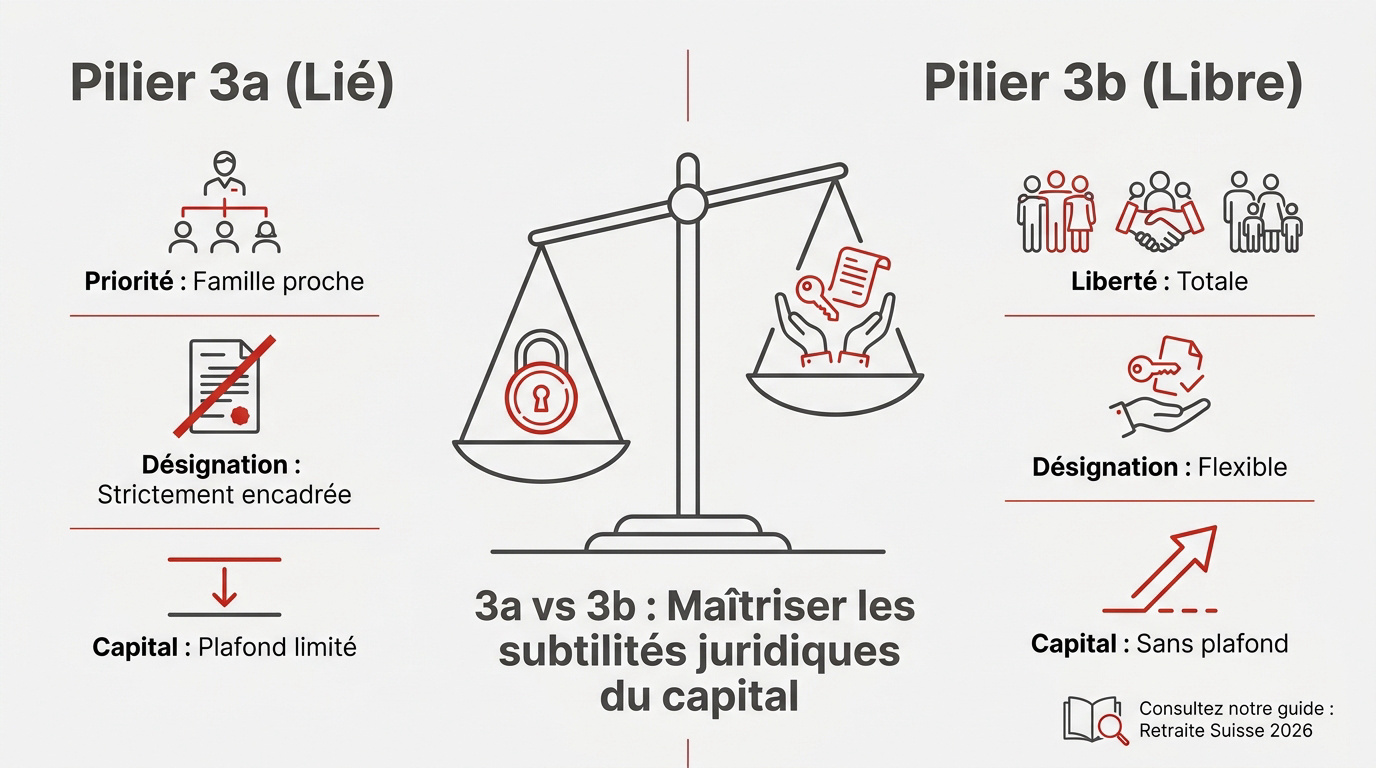 Comparatif transmission capital pilier 3a et 3b Suisse