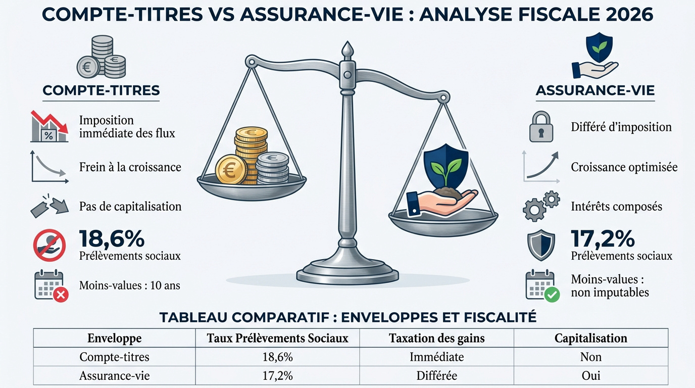 Comparaison fiscale entre le compte-titres et l'assurance-vie pour les produits structurés en 2026