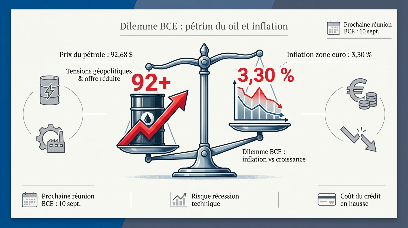 Graphique illustrant le dilemme de la BCE face à l'inflation et aux prix du pétrole