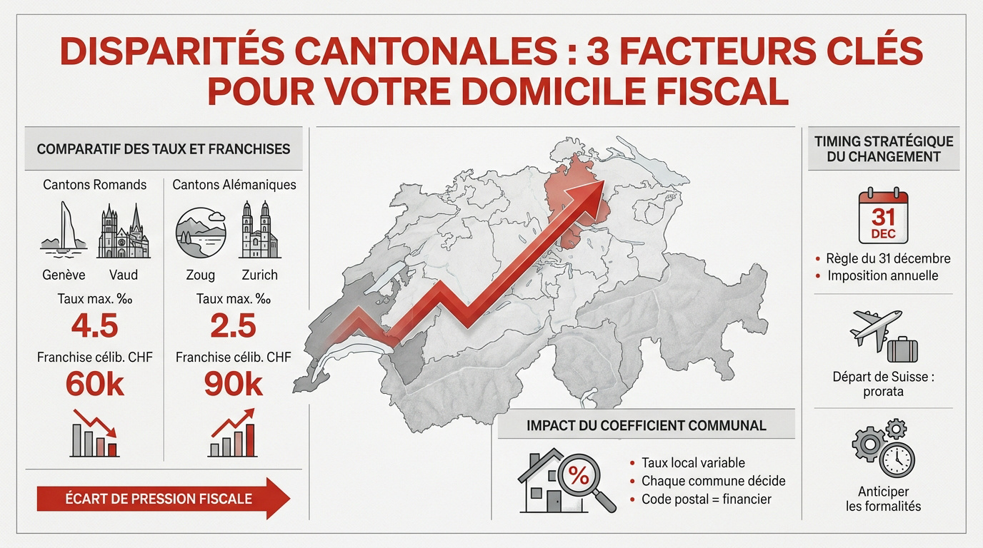 Graphique comparatif des taux d'imposition sur la fortune entre les cantons de Genève, Vaud, Zoug et Zurich