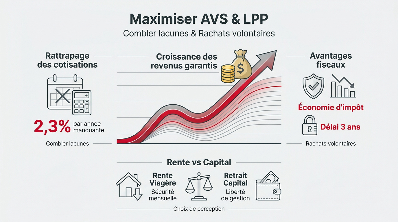 Stratégies pour maximiser les rentes AVS et LPP en Suisse