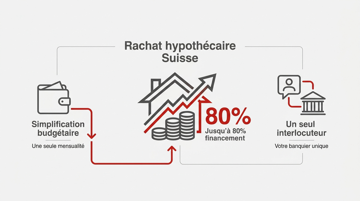 Schéma explicatif du financement hypothécaire à 80 pourcent en Suisse