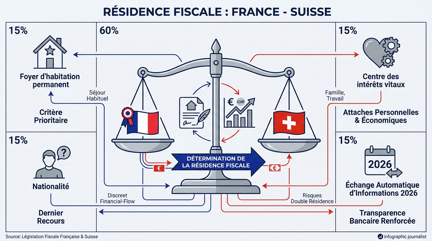Critères de détermination de la résidence fiscale entre la France et la Suisse