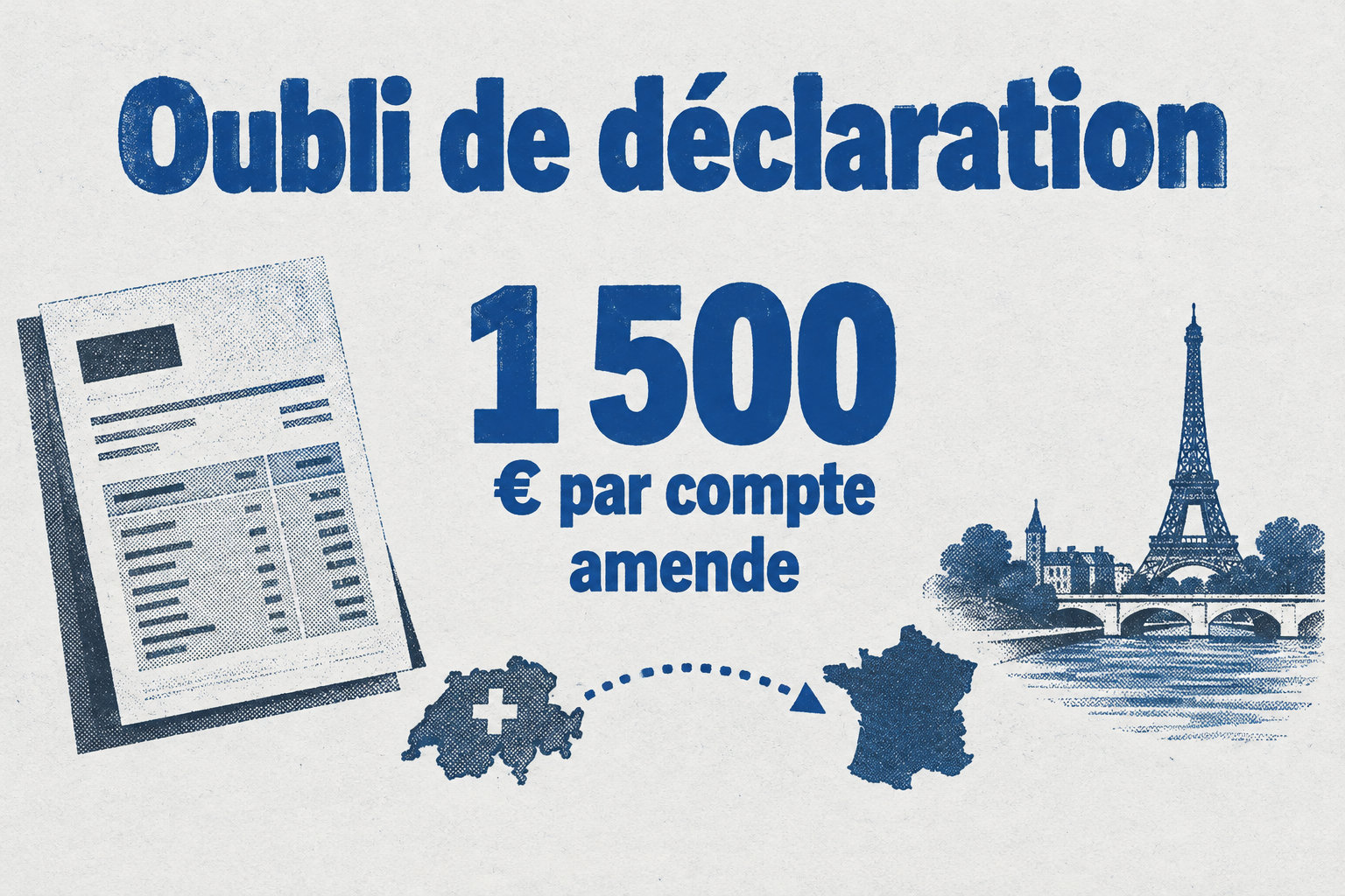 L’oubli de déclaration d’un compte bancaire étranger entraîne une amende de 1 500 € par compte.