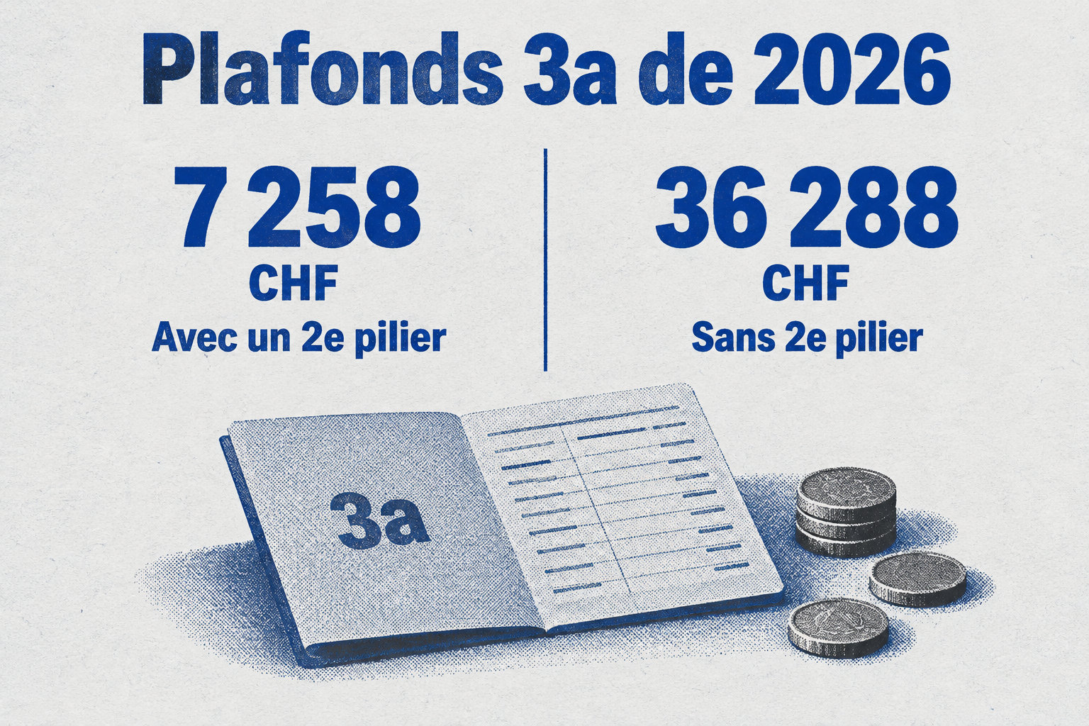 En 2026, le plafond annuel est de 7 258 CHF avec un 2e pilier et de 36 288 CHF sans 2e pilier.